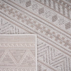 Outdoor Rug for Patio or Balcony Modern Flatweave Boho Trellis in Cream Beige, top view - House Of Avana