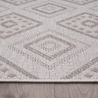 Outdoor Rug for Patio or Balcony Modern flatweave Boho Trellis in Cream Beige RugYourHome