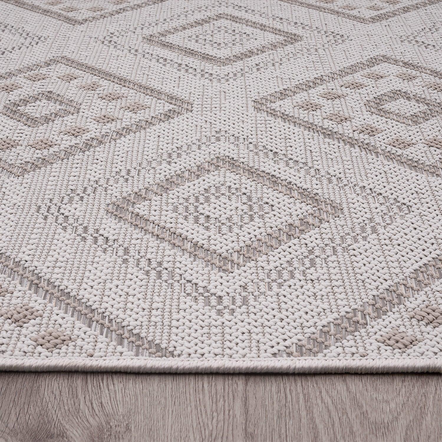 Outdoor Rug for Patio or Balcony Modern flatweave Boho Trellis in Cream Beige RugYourHome