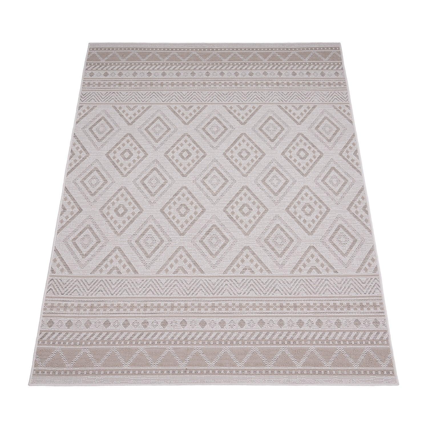 Outdoor Rug for Patio or Balcony Modern flatweave Boho Trellis in Cream Beige RugYourHome