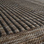 Grey and brown outdoor rug with rustic border, woven design - House of Avana