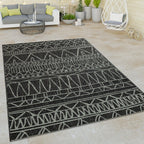 Outdoor Rug Illusion Modern Ethnic Pattern - Black Grey RugYourHome