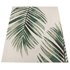 Outdoor Rug Ostende Palm Leaf Design Waterproof - Beige Green RugYourHome