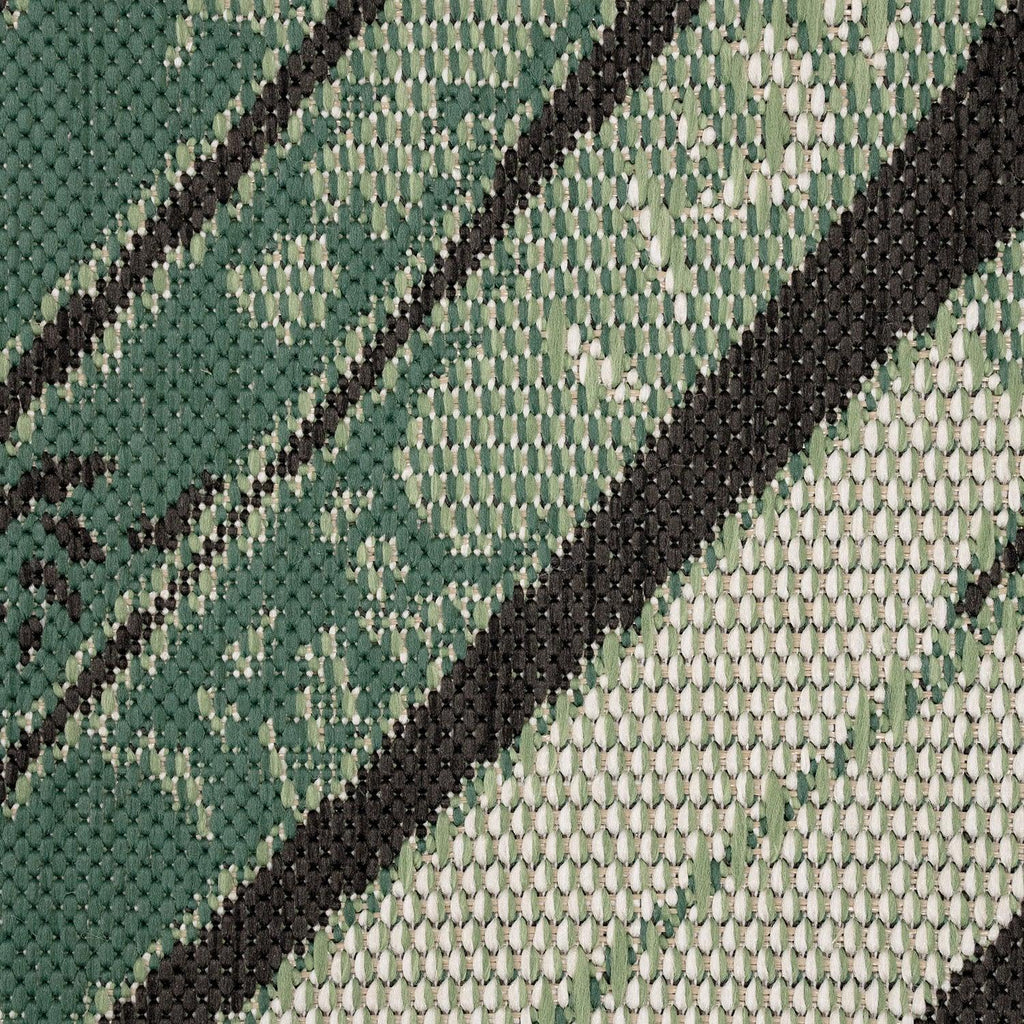 Outdoor Rug Ostende Palm Leaf Design Waterproof - Black Green RugYourHome