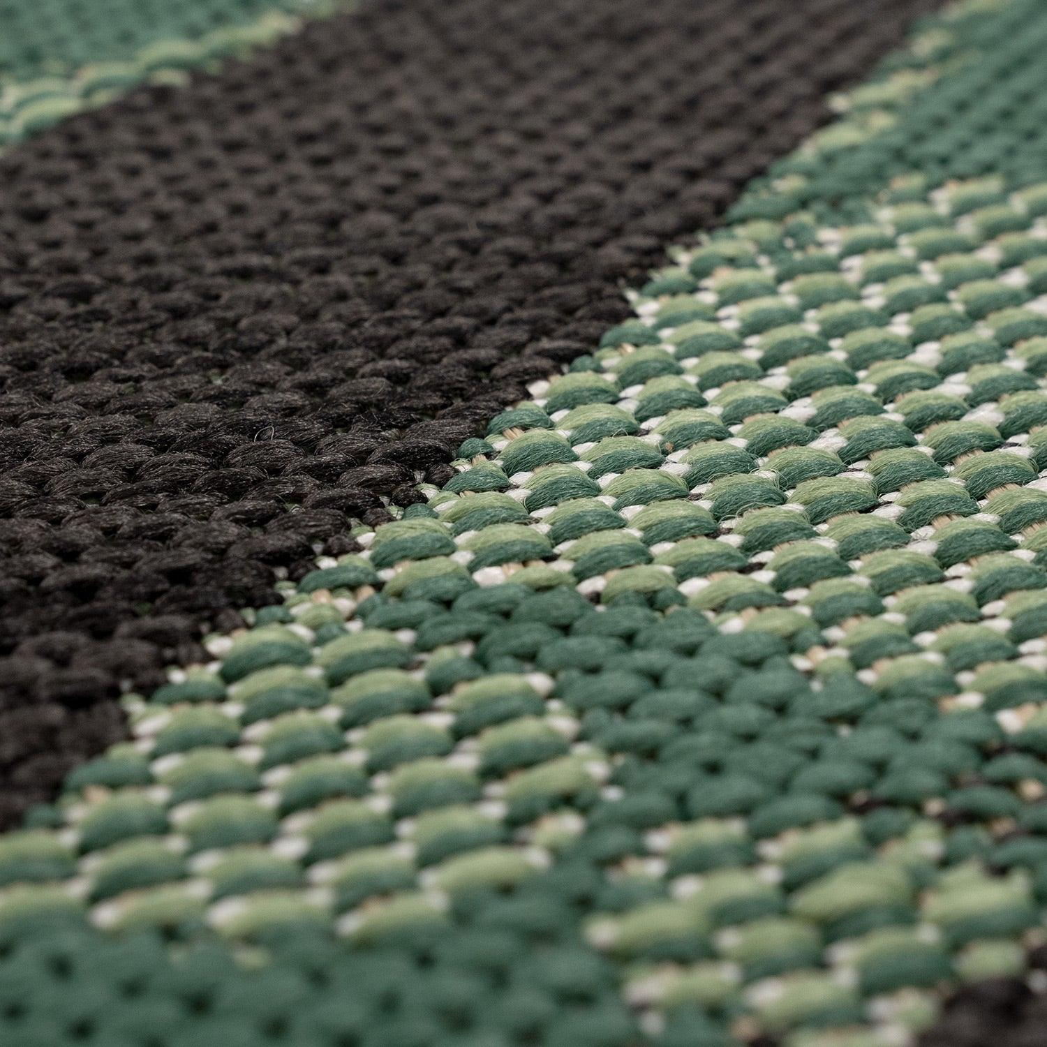 Outdoor Rug Ostende Palm Leaf Design Waterproof - Black Green RugYourHome