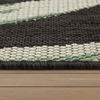Outdoor Rug Ostende Palm Leaf Design Waterproof - Black Green RugYourHome