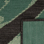 Outdoor Rug Ostende Palm Leaf Design Waterproof - Black Green RugYourHome