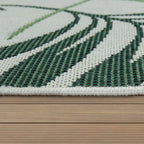 Outdoor Rug Ostende Palm Leaf Pattern - Green White RugYourHome