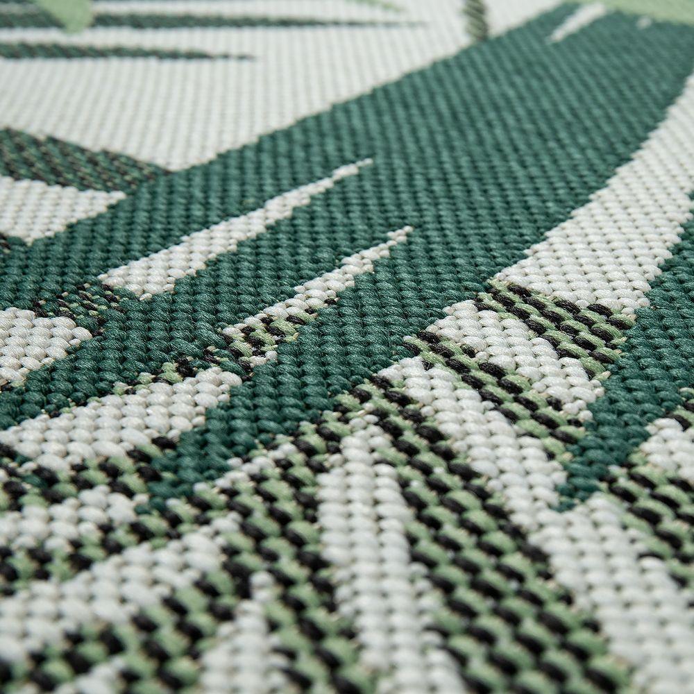 Outdoor Rug Ostende Palm Leaf Pattern - Green White RugYourHome