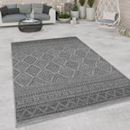 Outdoor Rug Vermont Boho Diamond Pattern - Dark Grey RugYourHome