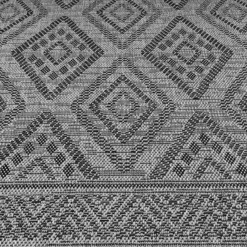 Outdoor Rug Vermont Boho Diamond Pattern - Dark Grey RugYourHome