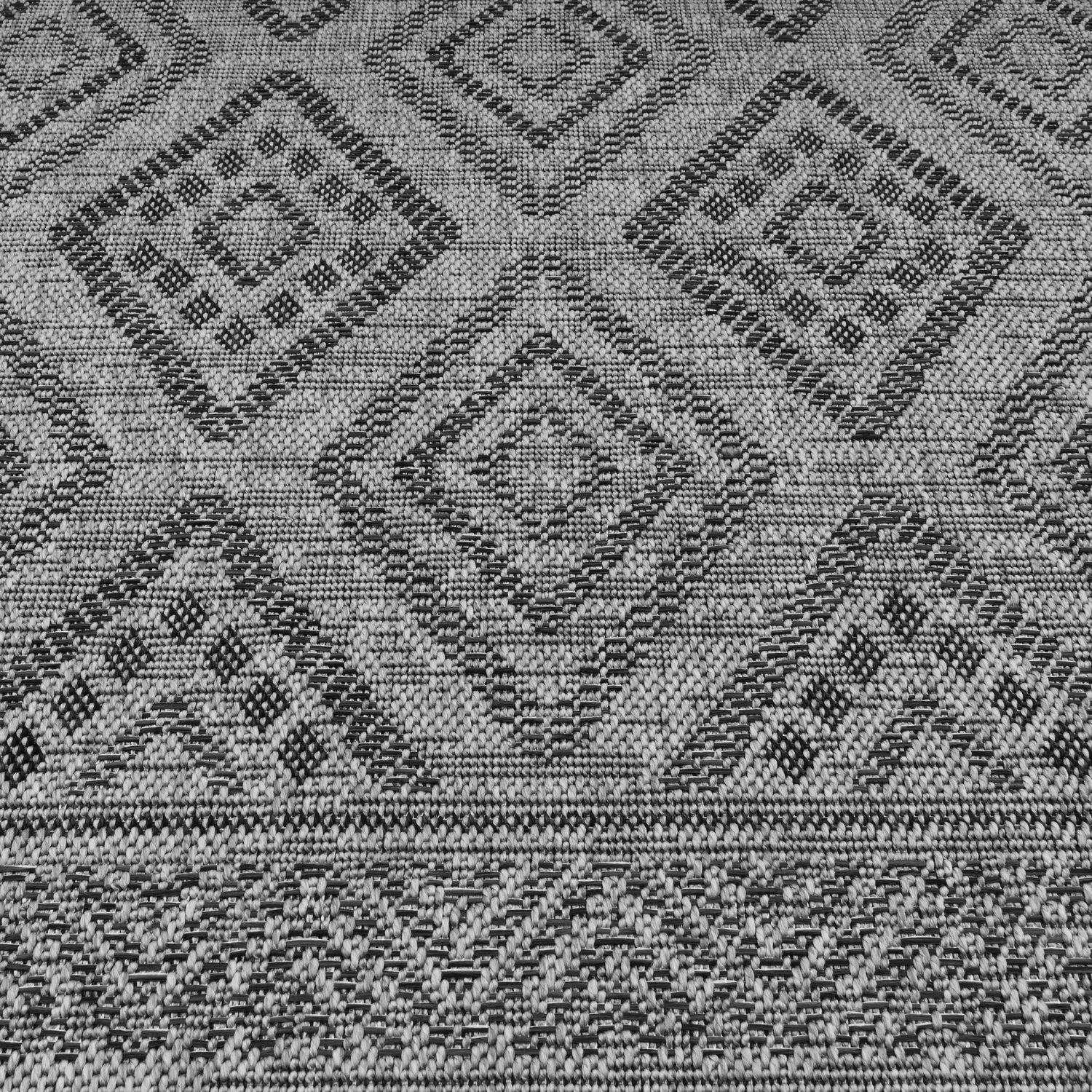Outdoor Rug Vermont Boho Diamond Pattern - Dark Grey RugYourHome