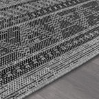 Outdoor Rug Vermont Boho Diamond Pattern - Dark Grey RugYourHome