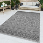 Outdoor Rug Vermont Boho Diamond Pattern - Dark Grey RugYourHome