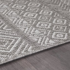 Outdoor Rug Vermont Stain-Resistant with Boho Pattern in Grey RugYourHome