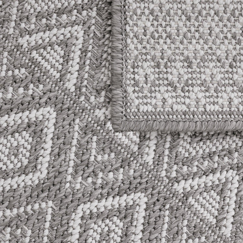 Outdoor Rug Vermont Stain-Resistant with Boho Pattern in Grey RugYourHome