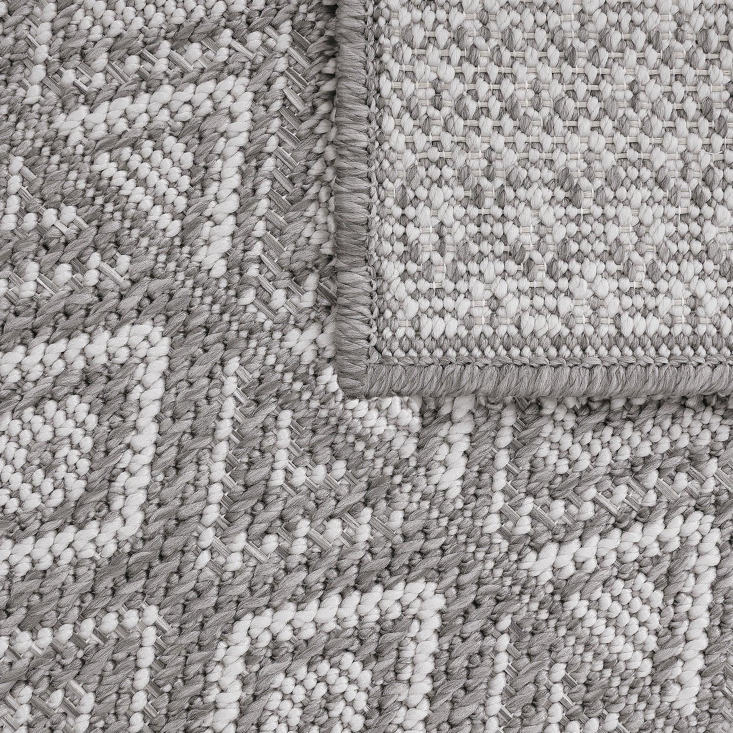 Outdoor Rug Vermont Stain-Resistant with Boho Pattern in Grey RugYourHome