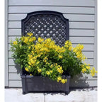 Outdoor Self-Watering Garden Planter with Trellis and Wheels in Grey Plastic