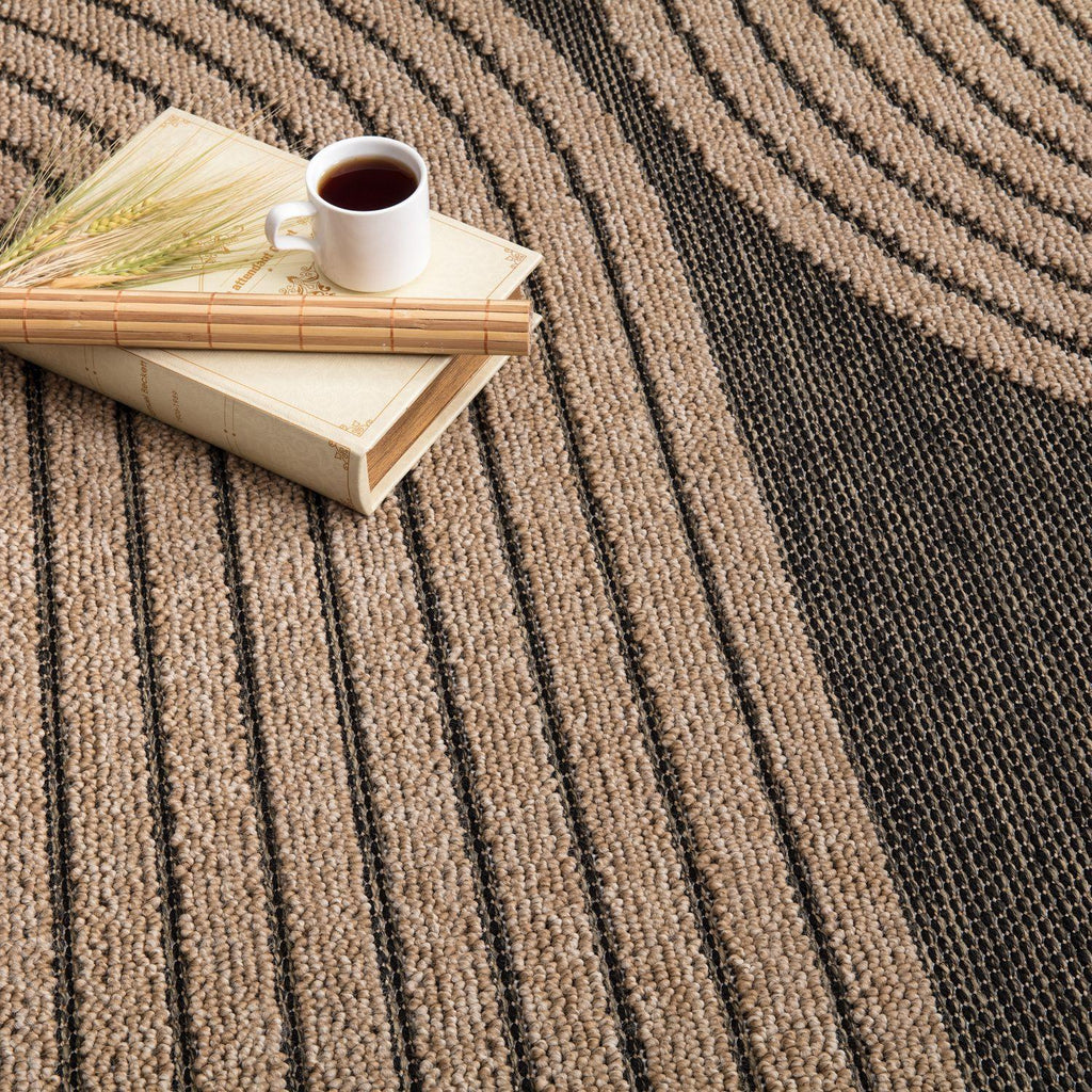 In- & Outdoor Rug Cologne with Modern Lines Design in Beige Black RugYourHome
