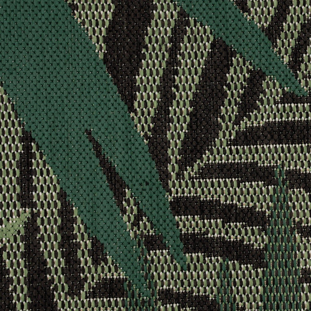 Outdoor Rug Ostende Tropical Palm Leaves - Black Green RugYourHome