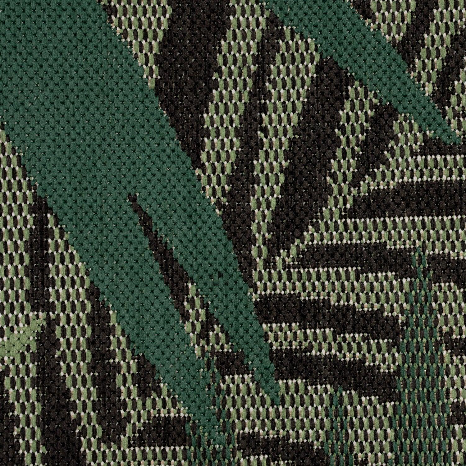 Outdoor Rug Ostende Tropical Palm Leaves - Black Green RugYourHome