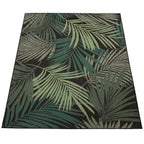 Outdoor Rug Ostende Tropical Palm Leaves - Black Green RugYourHome