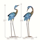 2pc Blue Gold Metal Crane Garden Statue Set House Of Avana