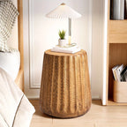 Outdoor/Indoor Round Side Table - Lightweight Accent Table with Faux Wood Construction, Modern Farmhouse Coffee table, Footrest, Plant Stand - for Patio, Living Room, Deck, Garden - Easy to Move & Durable Decor House Of Avana