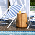 Outdoor/Indoor Round Side Table - Lightweight Accent Table with Faux Wood Construction, Modern Farmhouse Coffee table, Footrest, Plant Stand - for Patio, Living Room, Deck, Garden - Easy to Move & Durable Decor House Of Avana