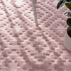 Indoor Outdoor Rug Livorno Trellis High-Low Pattern In Pink RugYourHome