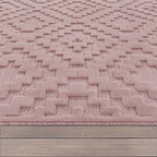 Indoor Outdoor Rug Livorno Trellis High-Low Pattern In Pink RugYourHome