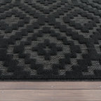 Indoor Outdoor Rug Livorno Trellis High-Low Pattern In Anthracite RugYourHome