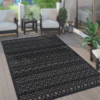Indoor Outdoor Rug Livorno Boho High-Low Pattern In Anthracite RugYourHome