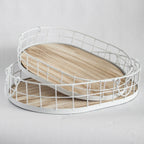 449 - Oval Metal & Wood Tray, front view - House Of Avana