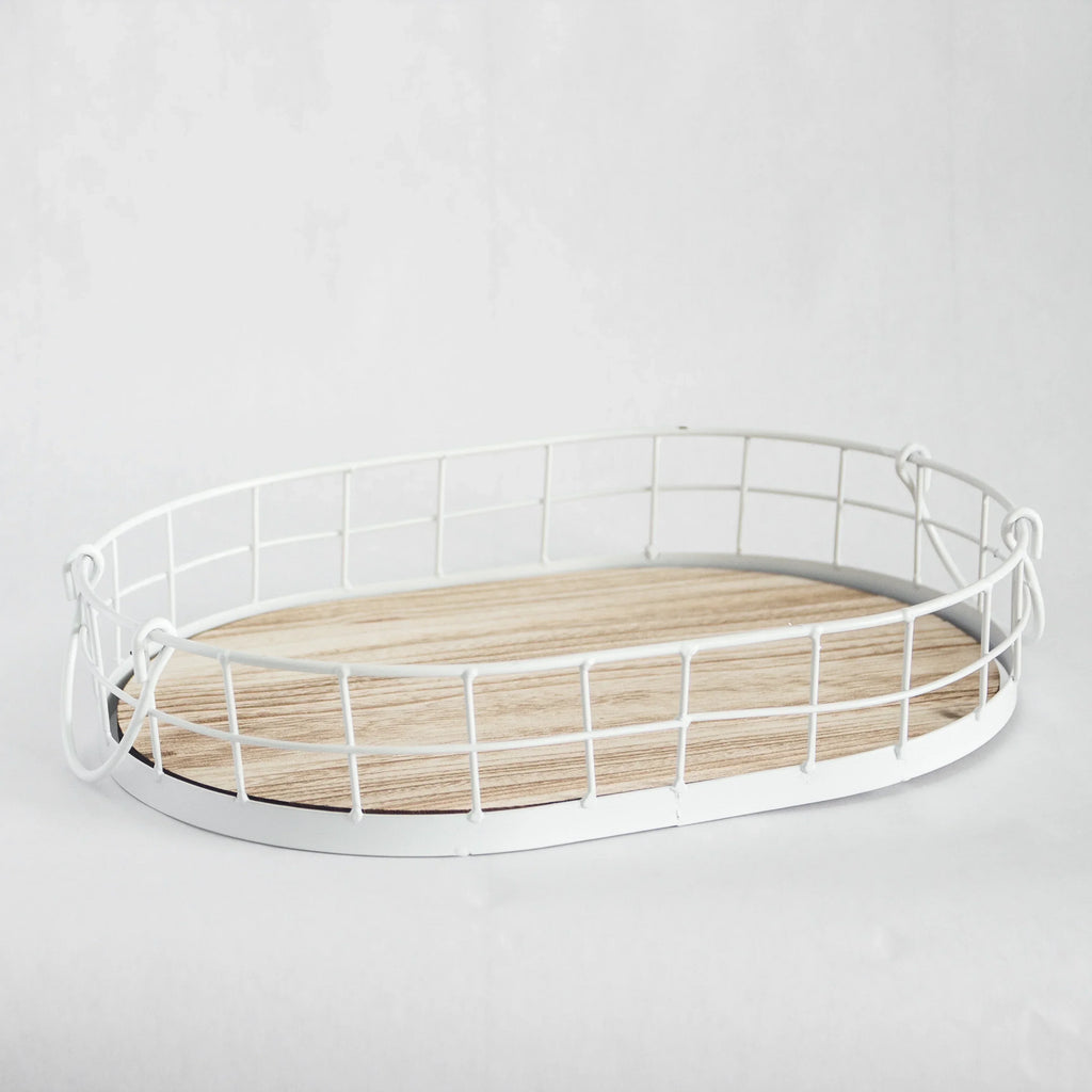 449 - Oval Metal & Wood Tray, detail shot - House Of Avana