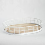 449 - Oval Metal & Wood Tray, detail shot - House Of Avana