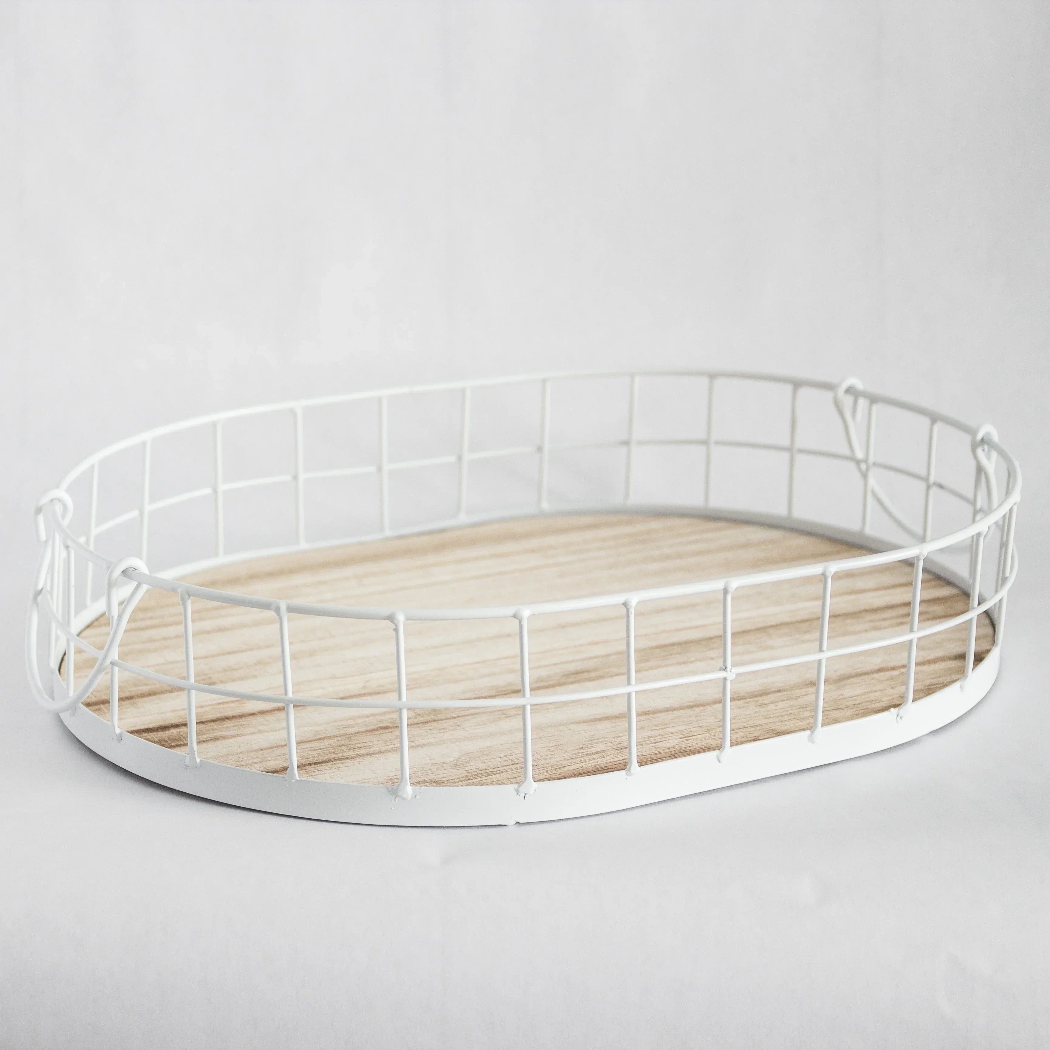 449 - Oval Metal & Wood Tray, lifestyle image - House Of Avana