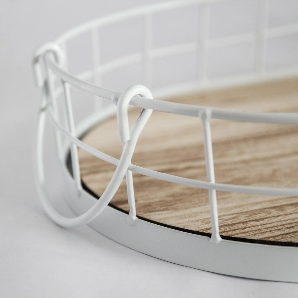 449 - Oval Metal & Wood Tray, top view - House Of Avana