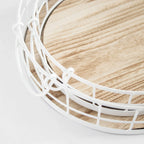 449 - Oval Metal & Wood Tray, angled view - House Of Avana