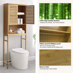 Over the Toilet Bathroom Storage Cabinet Shelf in Light Brown Yellow Wood Finish