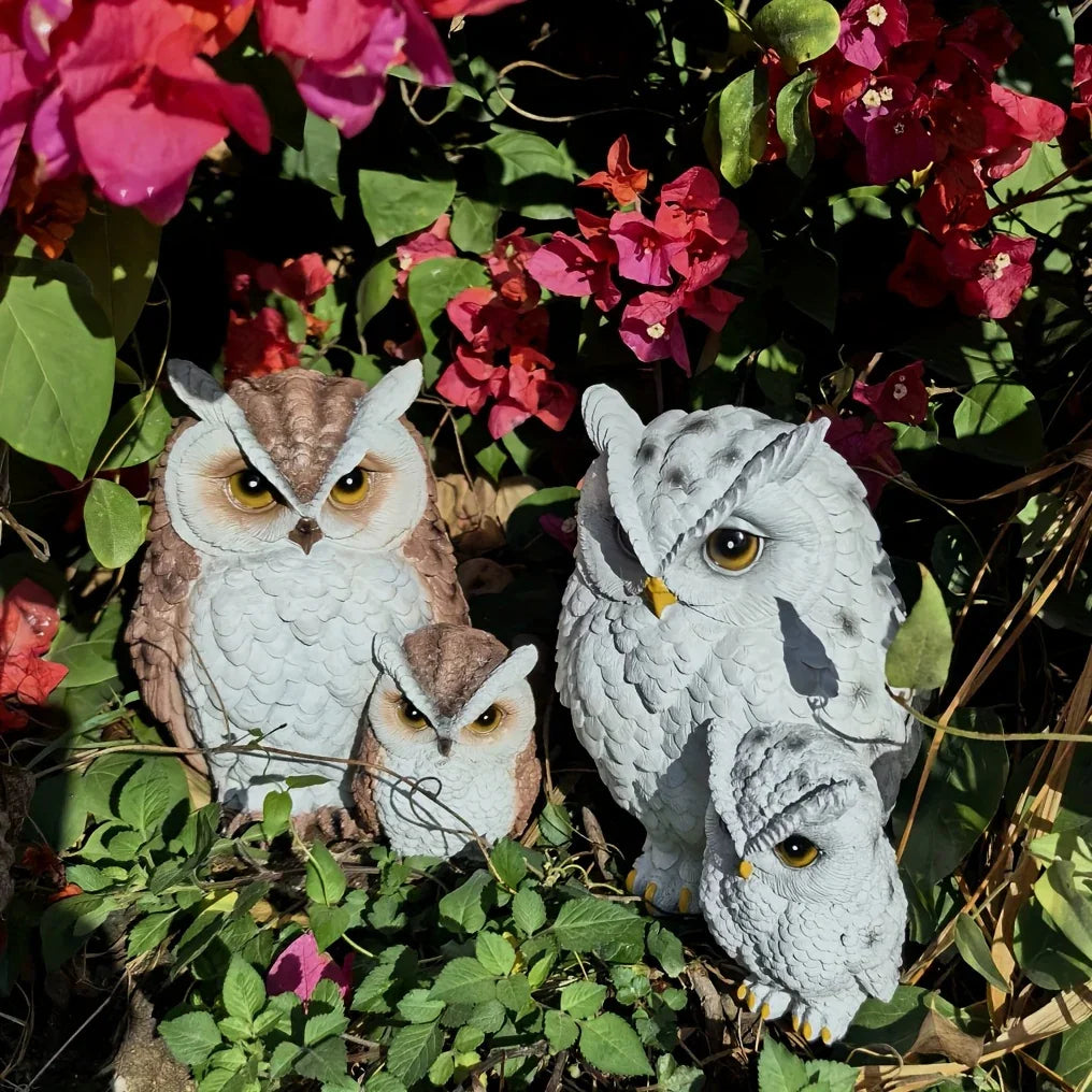 1 Set Realistic Resin Owl Statues - Garden Bird Deterrent Decor, Lifelike Outdoor/Indoor Scarecrow Owls with Expressive Eyes, Durable Weather-Resistant Animal Sculptures for Lawn, Patio, Tabletop - No Batteries/Electricity, O House Of Avana