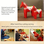 Pair of Hand-Painted Nordic Red Dala Horses | Swedish Traditional Wooden Ornament for Wedding, Christmas & Luxury Home Decor | Hand-Carved, Suitable for Various Room Types & Multiple Holidays House Of Avana
