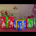 70 LED Christmas Set Of 3 Lighted Gift Boxes Decorations , Warm White Lights with Flasher , Decorative Boxes , Christmas Tree Skirt Ornament , for Holiday Party Christmas House Of Avana