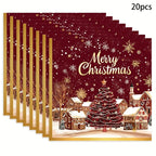 20-Pack Elegant Christmas Party Decorations - Red & Golden Snowflakes, Merry Christmas Text - Winter Table Napkins, Indoor/Outdoor Holiday Decor for Christmas, New Year, Weddings, Parties - Affordable Party Supplies for Home, House Of Avana [[SKU:HOA-MSC-036]]
