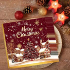 20-Pack Elegant Christmas Party Decorations - Red & Golden Snowflakes, Merry Christmas Text - Winter Table Napkins, Indoor/Outdoor Holiday Decor for Christmas, New Year, Weddings, Parties - Affordable Party Supplies for Home, House Of Avana [[SKU:HOA-MSC-036]]