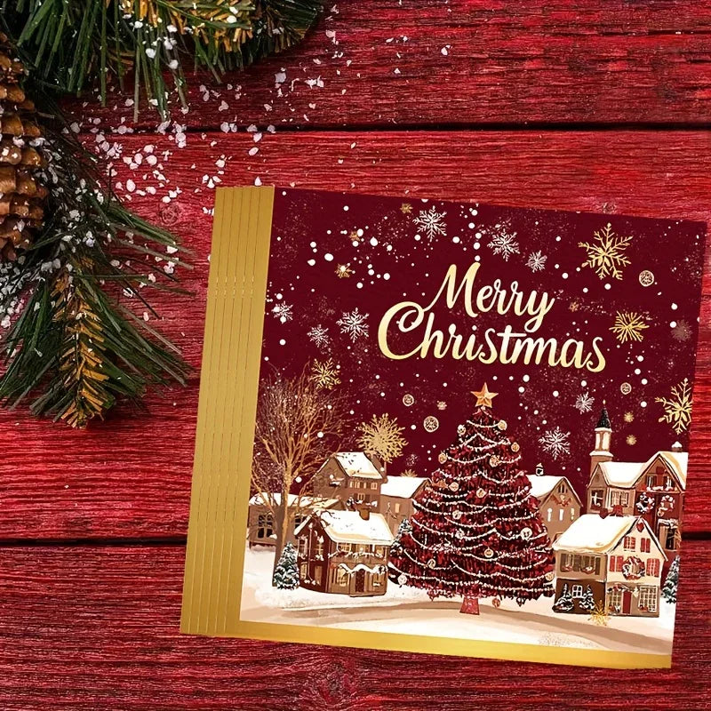 20-Pack Elegant Christmas Party Decorations - Red & Golden Snowflakes, Merry Christmas Text - Winter Table Napkins, Indoor/Outdoor Holiday Decor for Christmas, New Year, Weddings, Parties - Affordable Party Supplies for Home, House Of Avana [[SKU:HOA-MSC-036]]