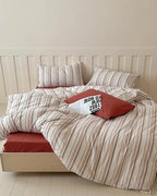 Parker Minimalist Striped Bedding Set / Blue & Brown Ever Lasting