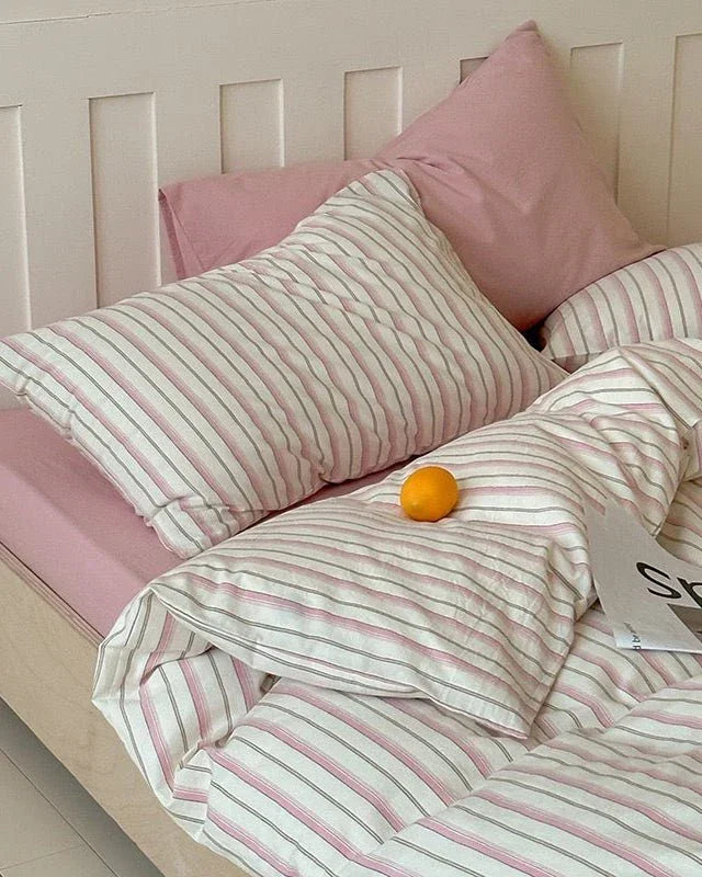 Parker Minimalist Striped Bedding Set / Blue & Brown Ever Lasting