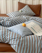 Parker Minimalist Striped Bedding Set / Khaki & Gray Ever Lasting