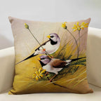 Linen parrot cushion cover, vibrant bird print, plush pillowcase - House of Avana